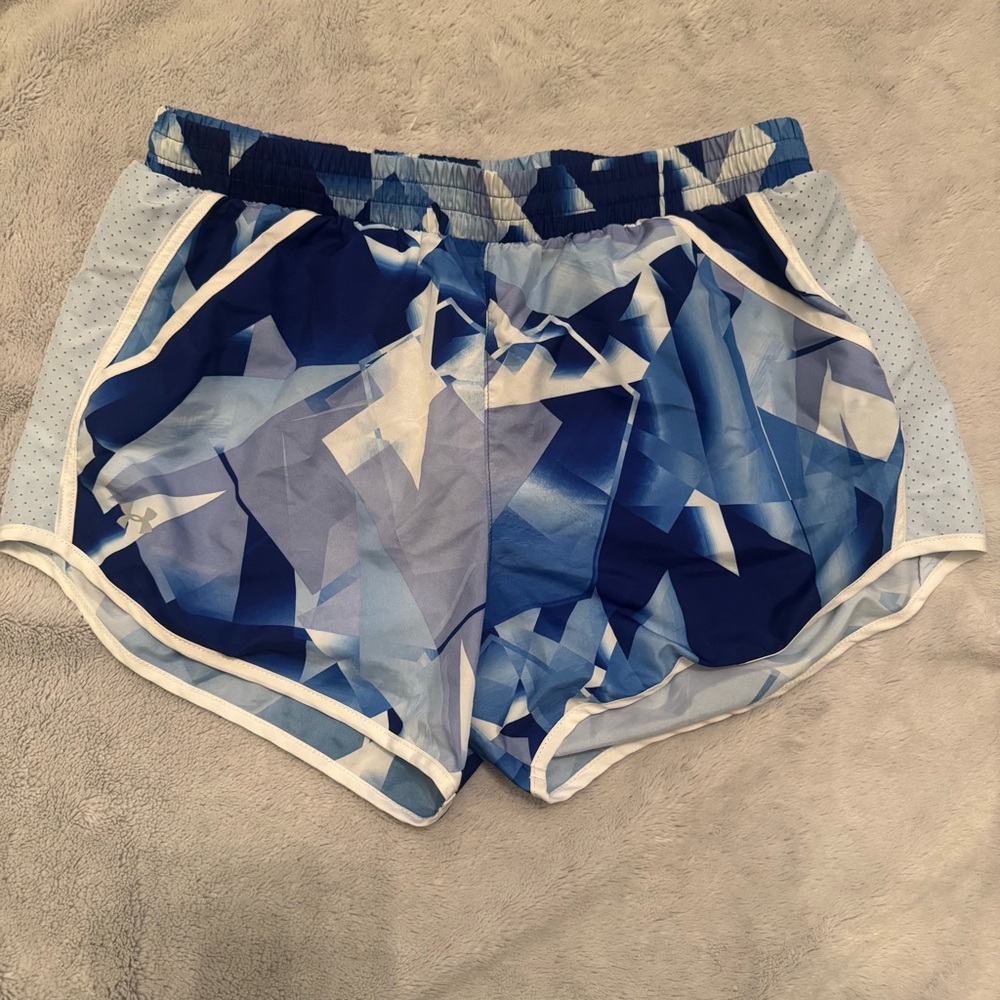 Under Armour Heatgear Loose Fit Running Shorts Blue Print Womens M